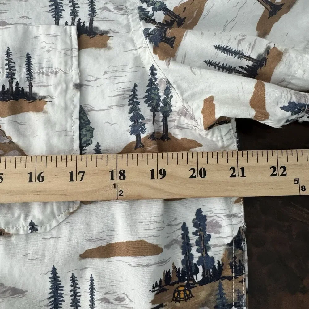 The North Face Baytrail Shirt Men M White Camp Scenic Print AOP Outdoor Nature